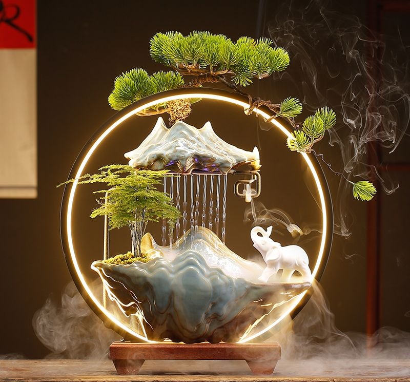 Lamp Circle Fountain Fish Tank Circulating Water Incense Waterfall