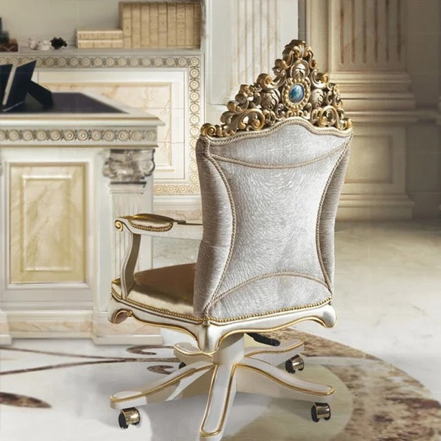 Office Cabinet Baroque Italian Classical Royal Luxury Wood Carving Office Desk Set