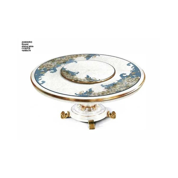 Nordic Luxury Baroque Dinning Table Antique Gold Round Dining Table Sets