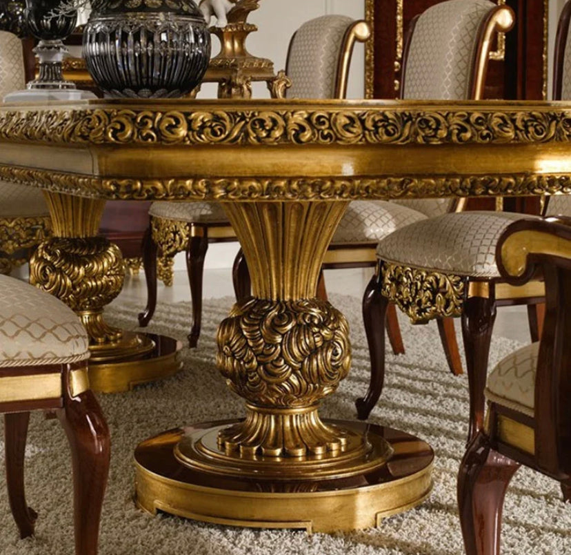 French Style Hand Made Dining Room Furniture Set Luxury Baroque Design Dining Table Set