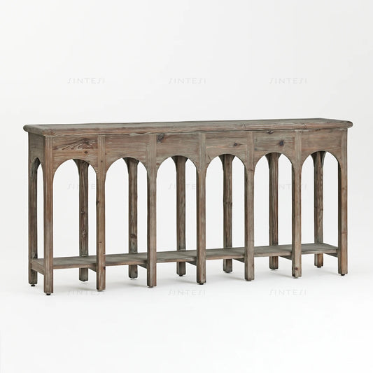 French Style Arc Deco Console Vintage Wood Hallway Table Dining and Kitchen Furniture