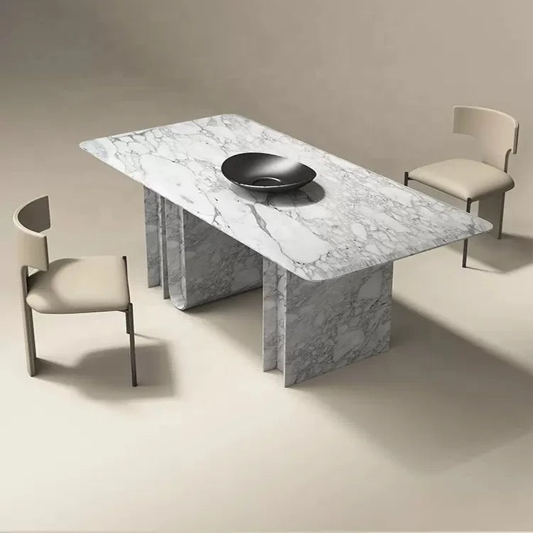 Luxury Dining Room Table and Chairs Natural Marble Living Room Dining Table Set