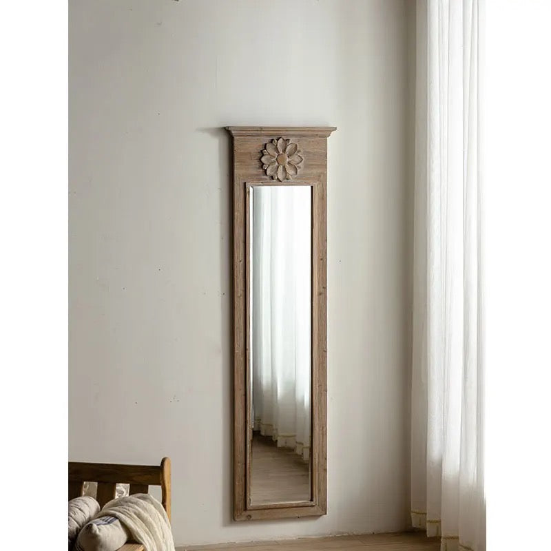 Living Room Wood Frame Rustic Long Arch Mirror Bedroom Wall Mounted Full Body Mirrors