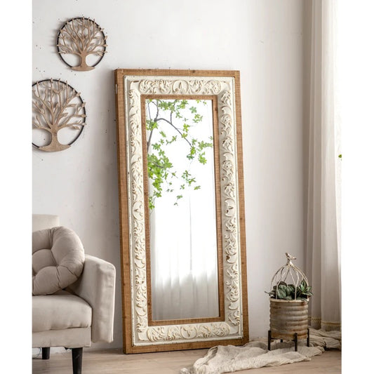 Large Mirror Farmhouse Vintage Solid Wood Floor Mirror Bedroom Hanging Wall Mounted Mirrors