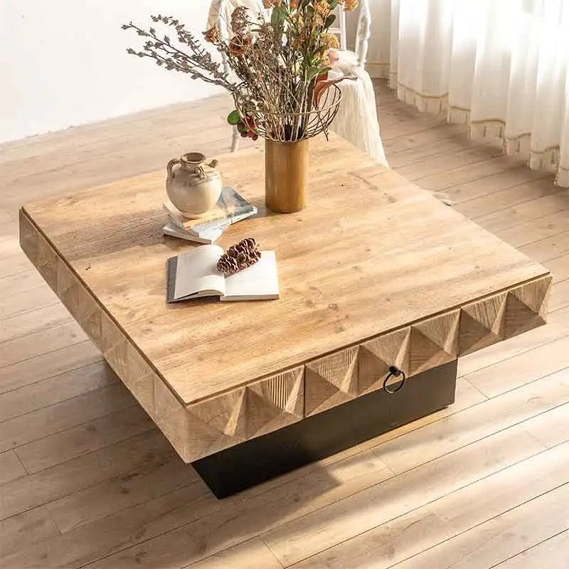 Modern Tea Coffee Table Living Room Furniture Square Wooden Top Accent Tables