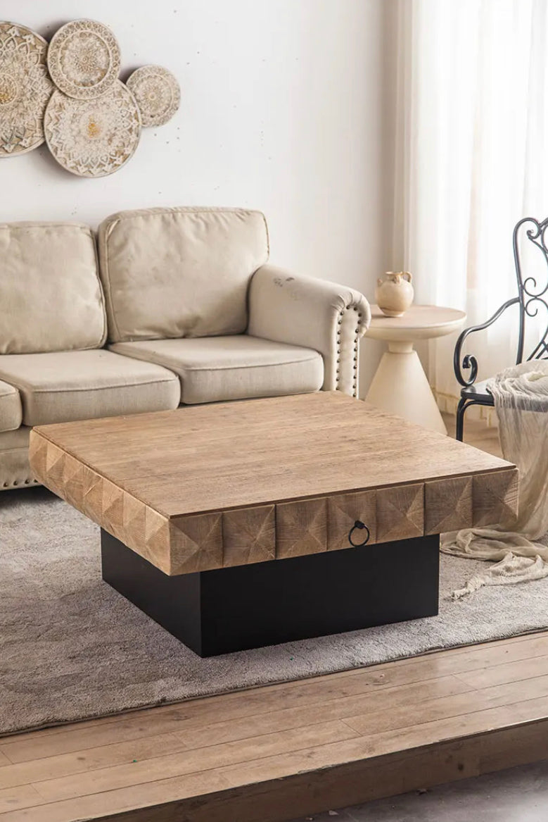 Modern Tea Coffee Table Living Room Furniture Square Wooden Top Accent Tables