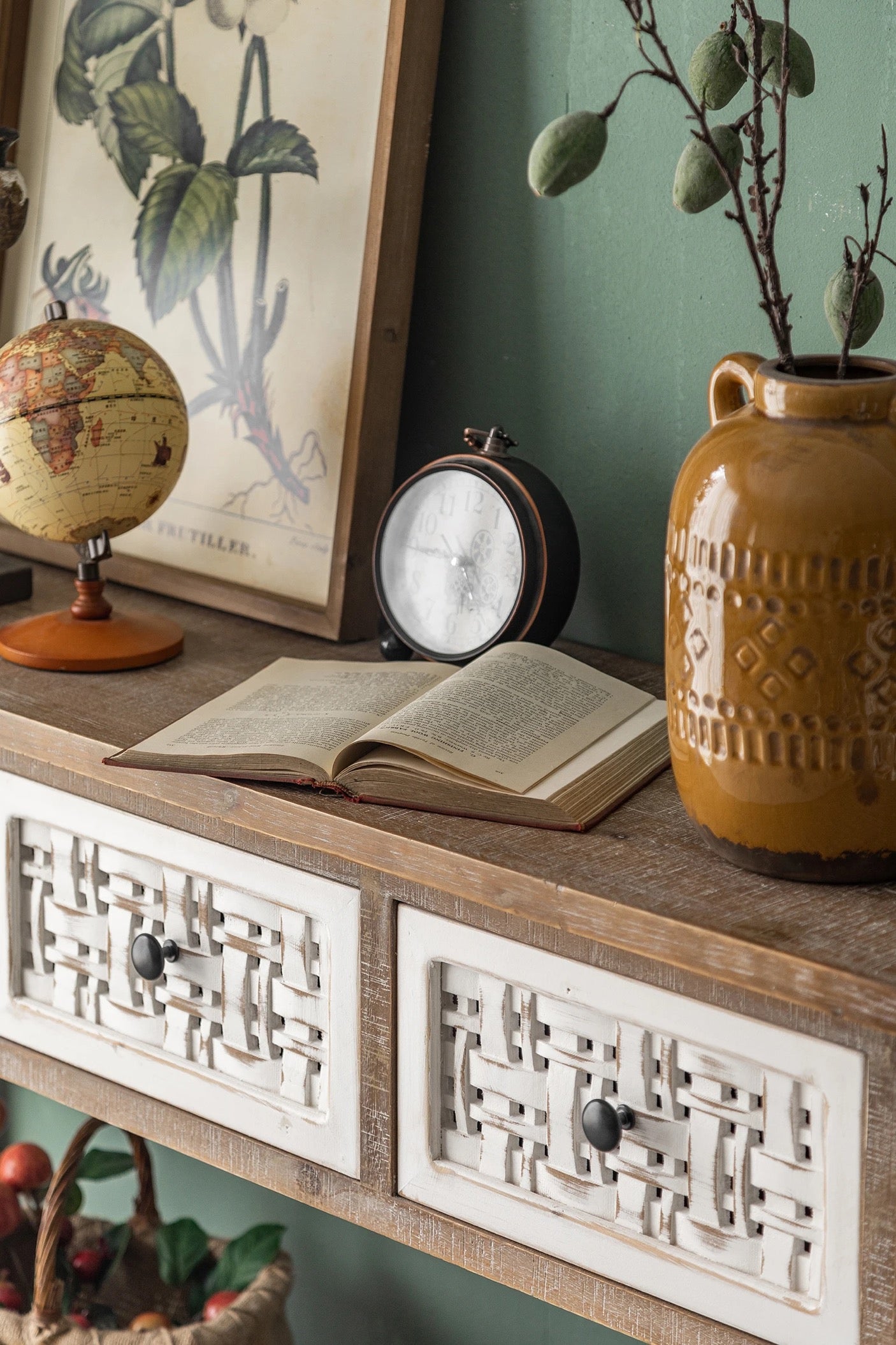 Hallway Country Furniture Living Room Console Table Solid Wood 3 Drawer Wall Accent Cabinets