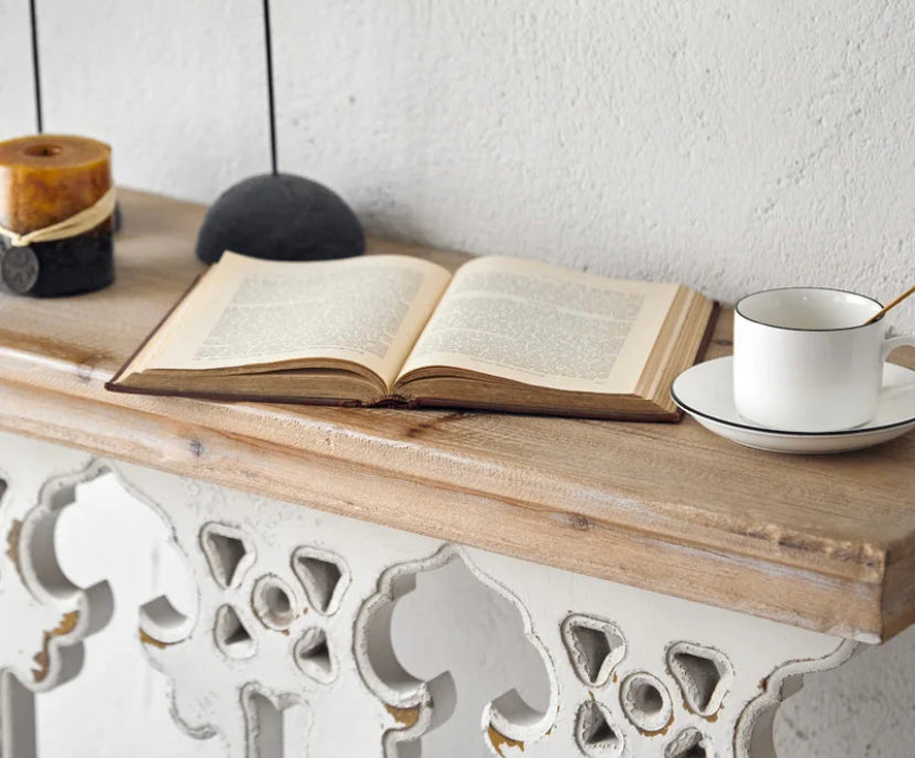 American Antique Entryway Table Hollowed-Out Carved Porch Decorated Console Wall Table 