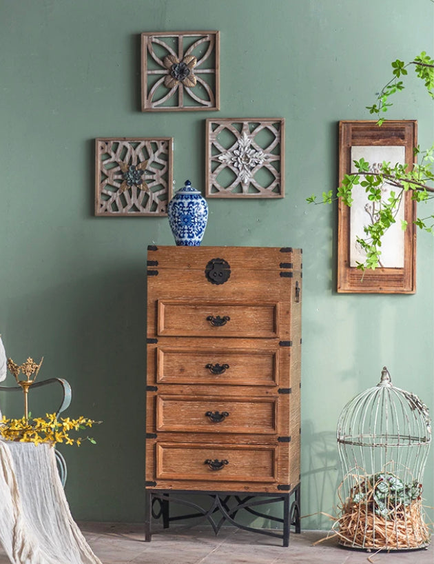 American Style Vintage Retro Rustic Solid Wood Chest Of Drawers Living Room, Bedroom Cabinet Furniture