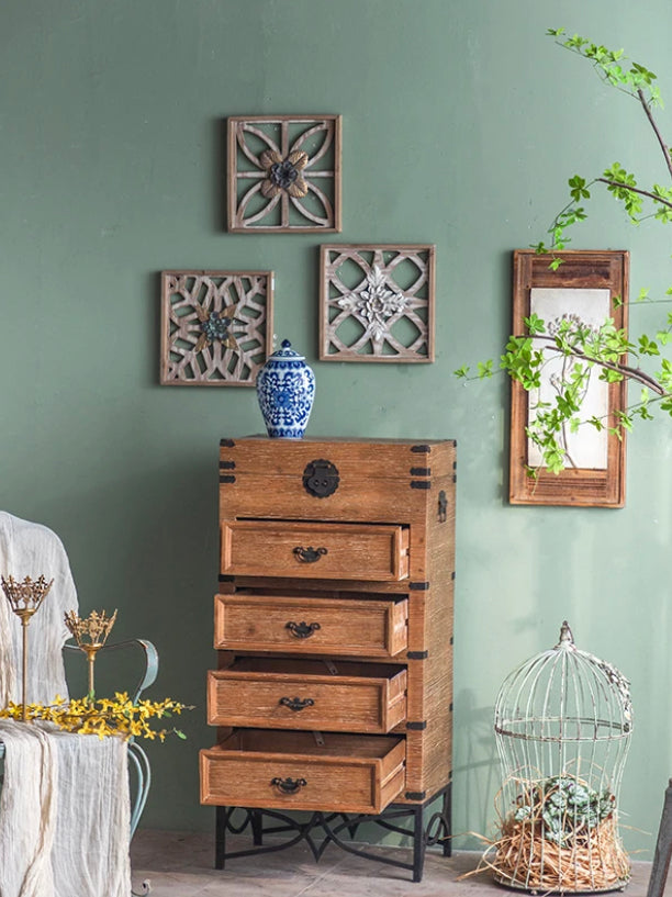 American Style Vintage Retro Rustic Solid Wood Chest Of Drawers Living Room, Bedroom Cabinet Furniture