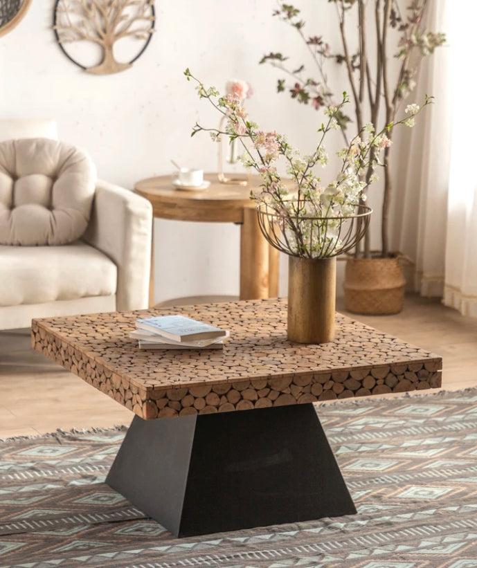 European Style Accent Table Metal Base Wood Top Luxury Living Room Coffee,Tea CenterTable