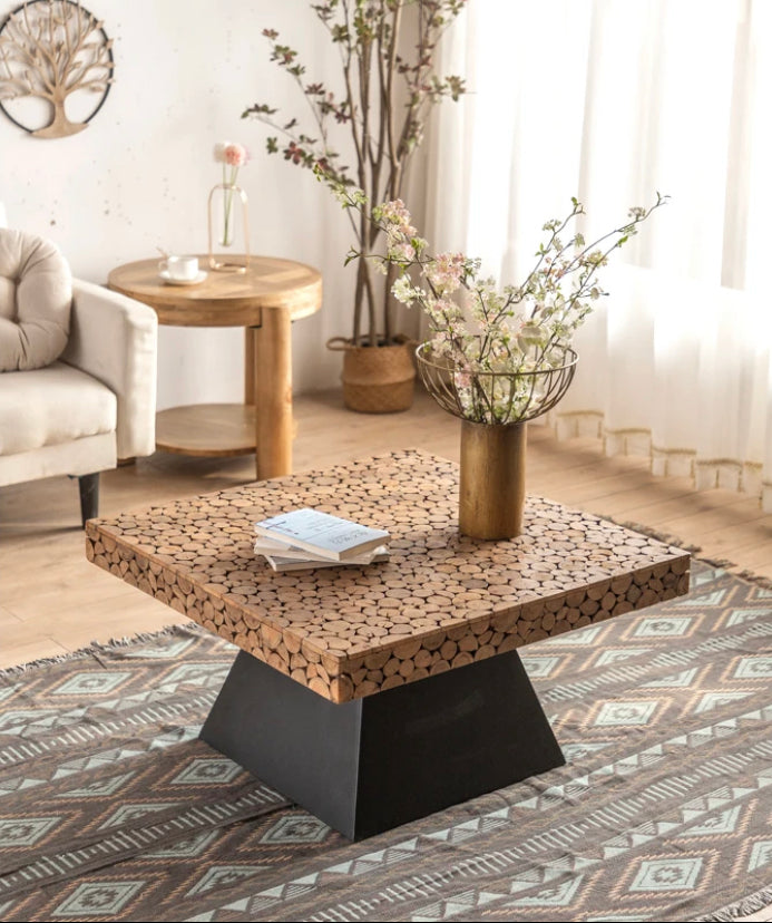 European Style Accent Table Metal Base Wood Top Luxury Living Room Coffee,Tea CenterTable