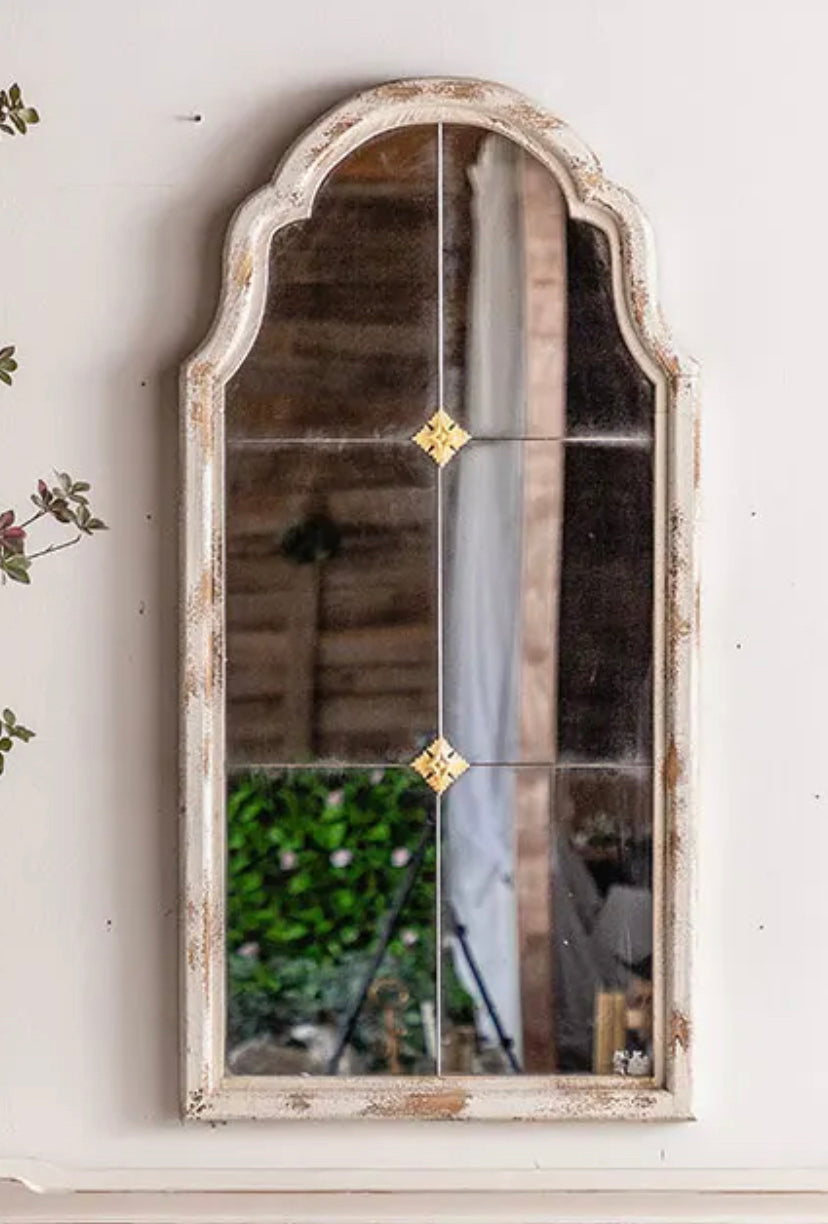 Farmhouse Rustic Living Room Vanity Mirror Wood Frame Arched Hanging Hallway Wall Mirrors