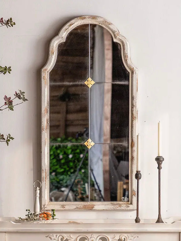 Farmhouse Rustic Living Room Vanity Mirror Wood Frame Arched Hanging Hallway Wall Mirrors