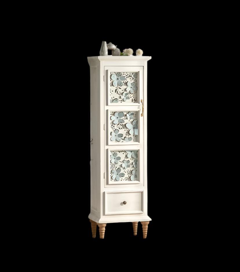 Light Luxury Sideboard, Buffet Cabinet French Solid Wood White Storage Accent Cabinet