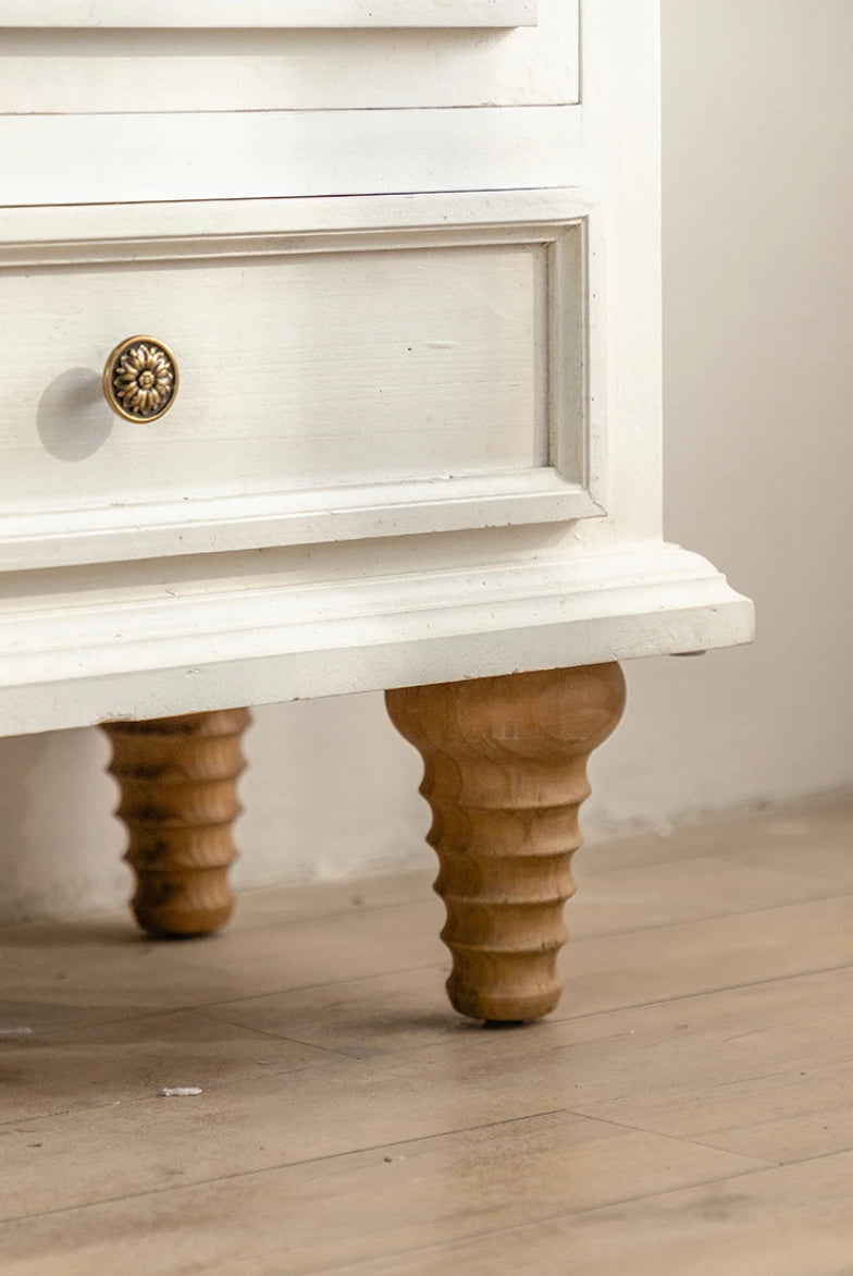 Light Luxury Sideboard, Buffet Cabinet French Solid Wood White Storage Accent Cabinet