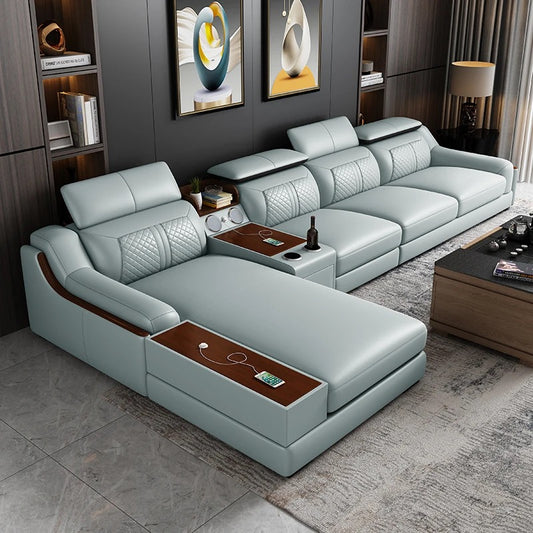 Modular Leather Sofa Comfortable Contemporary Sectional Sofa Set Luxury Living Room L Shaped Sofas