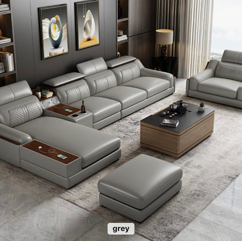 Modular Leather Sofa Comfortable Contemporary Sectional Sofa Set Luxury Living Room L Shaped Sofas