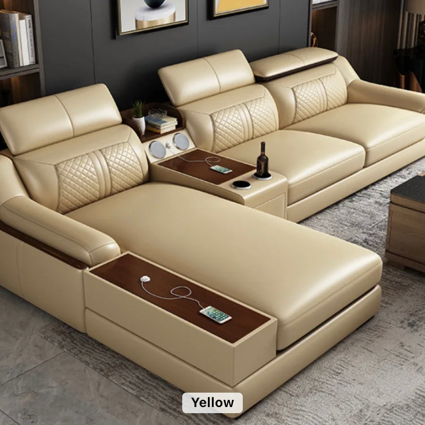 Modular Leather Sofa Comfortable Contemporary Sectional Sofa Set Luxury Living Room L Shaped Sofas