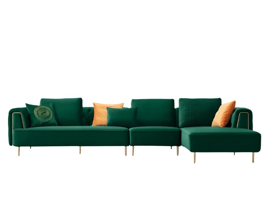 L Shaped Sofa Modern Green Velvet Tufted Sofas Home Luxury Design Living Room Furniture