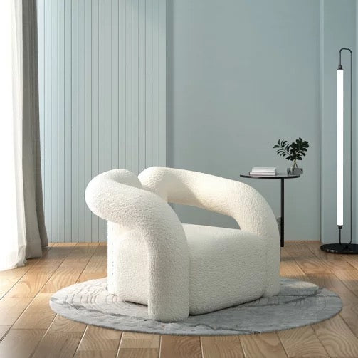Fauteuil d'appoint nordique 1 place, fauteuil de loisirs en laine blanche 