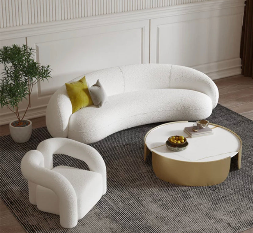 Silla decorativa nórdica de 1 plaza, sillones de sofá de ocio de lana blanca 