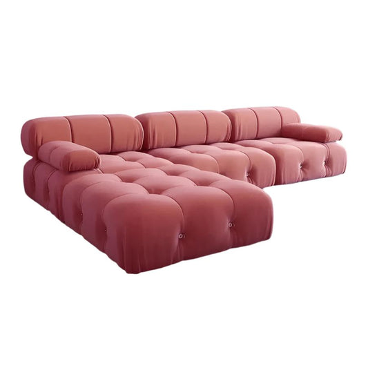 L-Shaped Sofas Luxury Velvet Fabric High Density Foam Modular Cloud Large Sofa Living Room Salon Furniture