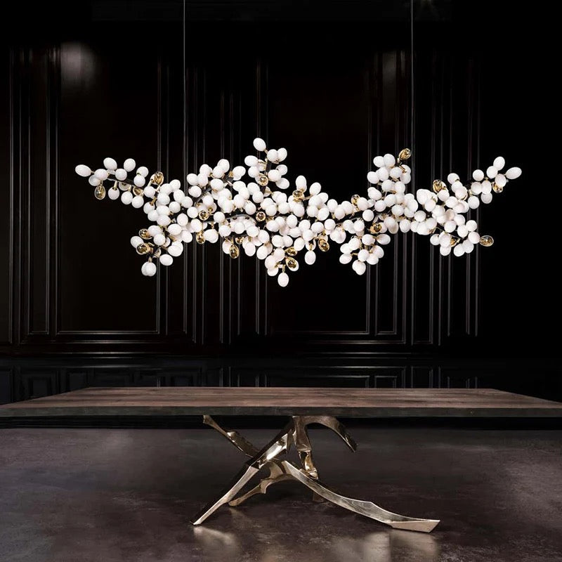 Modern High Ceiling Light Horizontal Luxury Home, Hotel Pension Big Dining Room Glass Crystal Grape Chandelier