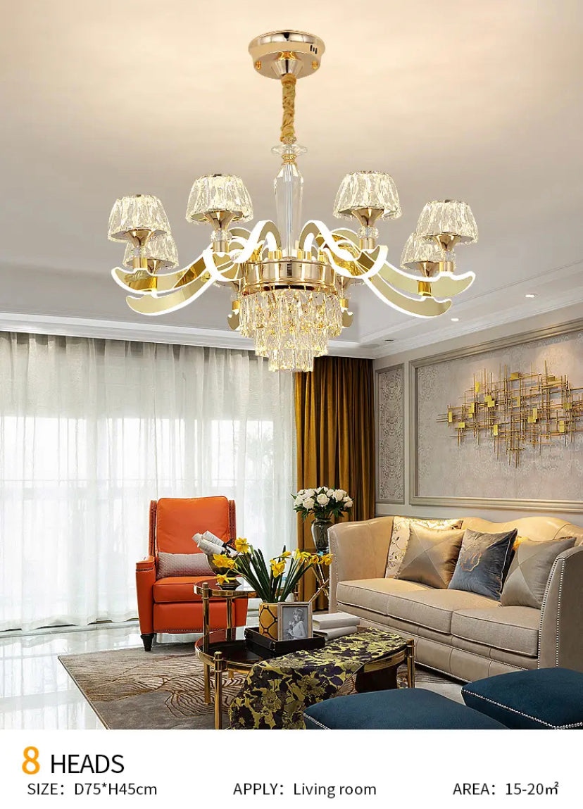 Unique Classic Design Crystal Chandelier Indoor Home, Hotel Living Room Gold K9 Crystal Lustre