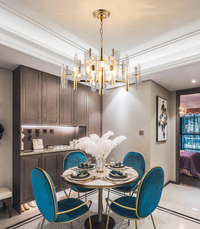 Luxury Modern Gold Crystal Chandelier Indoor Living Room, Dining Room, Bedroom Hanging Pendant Lighting