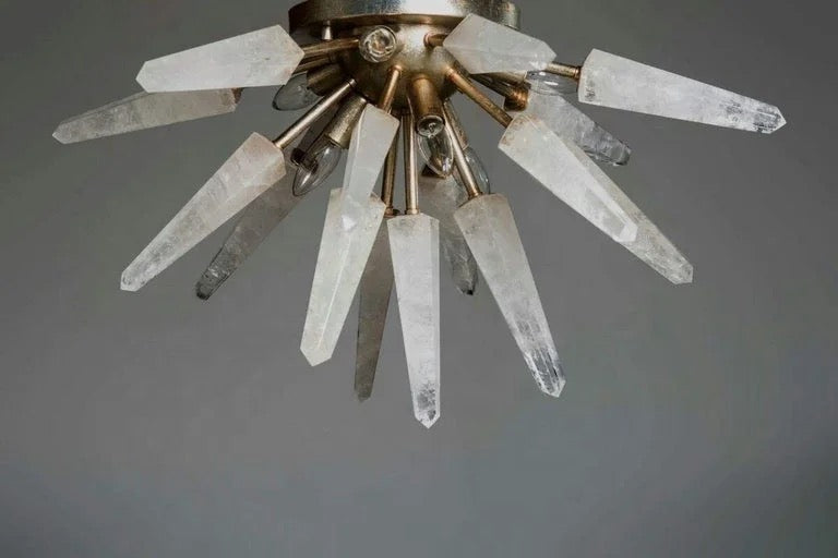 Midcentury Chandelier Living Room, Dining Room Hand Made Natural White Quartz Sputnik Pendant Light