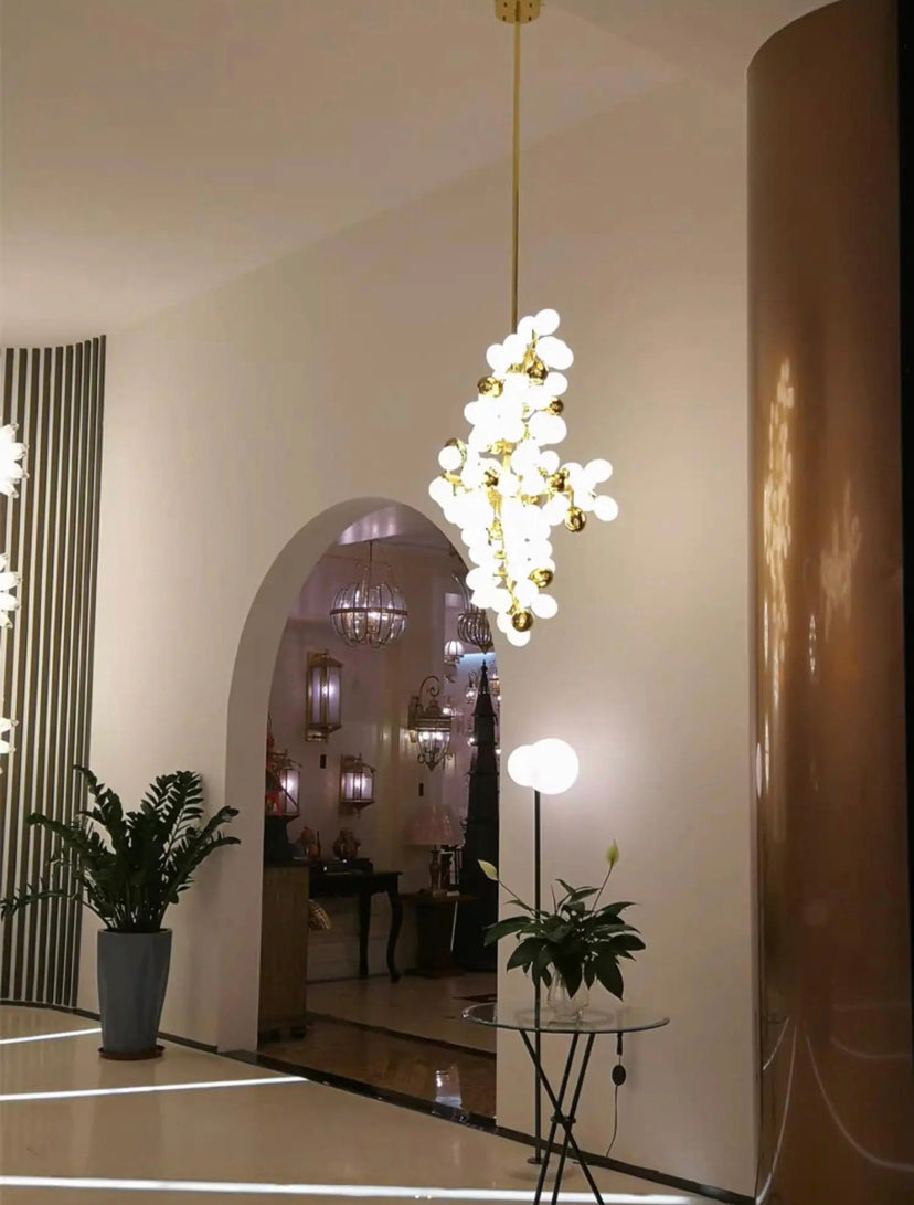 Modern Big Chandelier Home Indoor Home, Villa, Hotel, Banquet Hall, Lobby, Living Room Grape Shape Hanging Decorative Glass Crystal Pendant Light