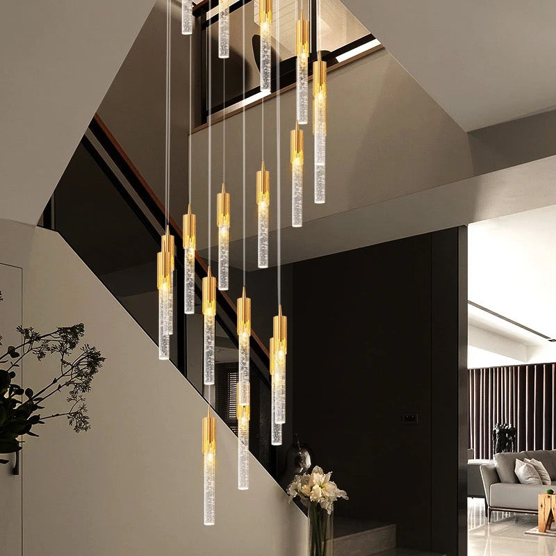 New Luxury Crystal Staircase Chandelier Home, Duplex, Hotel Living Room Entrance Pendant Lighting Fixtures