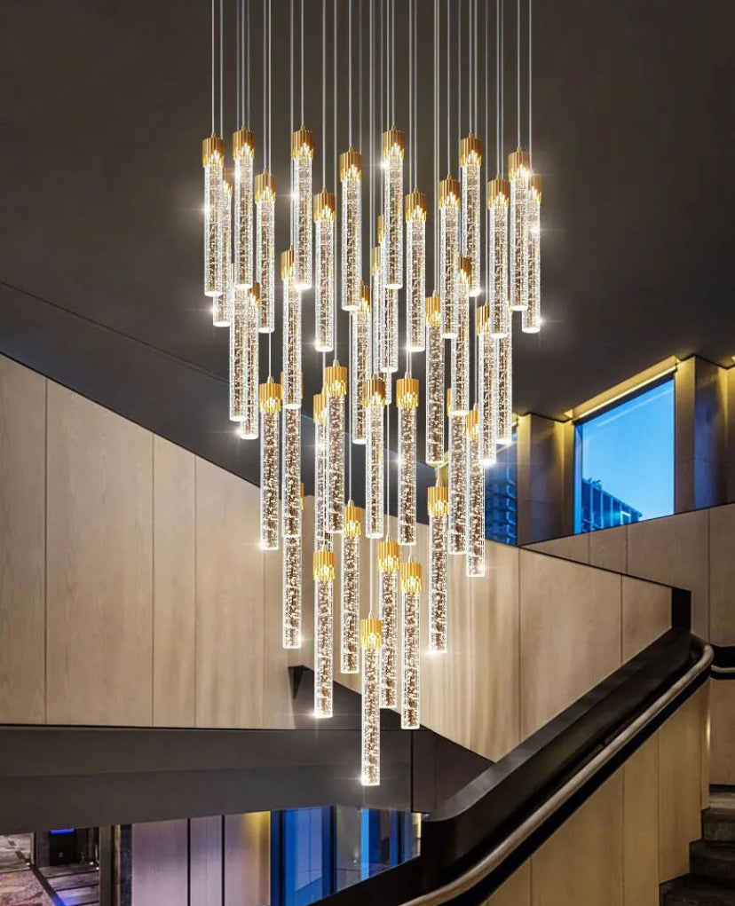 New Luxury Crystal Staircase Chandelier Home, Duplex, Hotel Living Room Entrance Pendant Lighting Fixtures