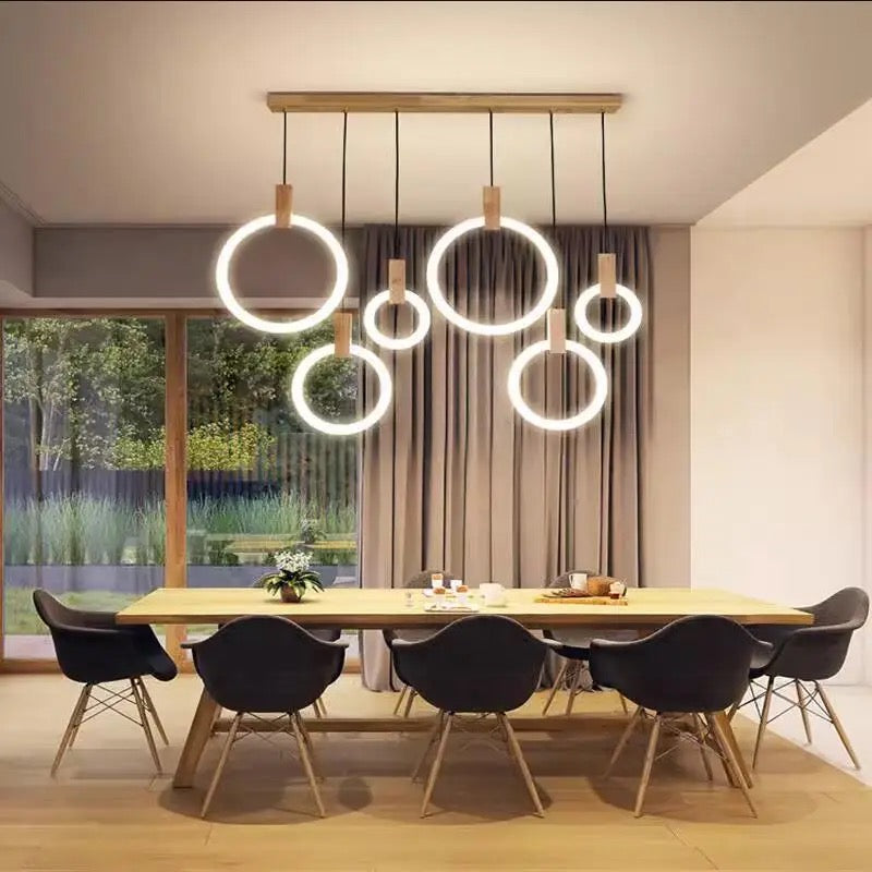 Duplex Building Chandeliers Staircase Long Pendant Light Nordic Villa Creative Ring Circle Light Pendant