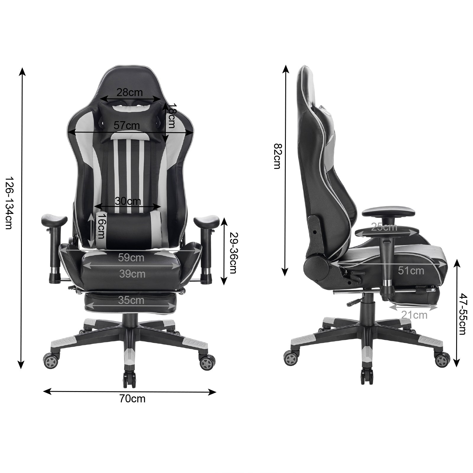 Gaming Chair Footrest Racing Swivel Desk Office Chair Headrest Ergonomic Computer Leather Chairs