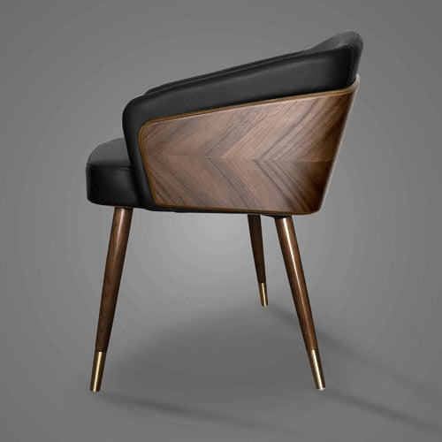 Club Chair Modern Leisure Nordic Solid Wood Leather Art Backrest Stool Club Chairs