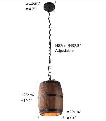 Luces colgantes American Country Madera natural Barril de vino E27 Luces colgantes