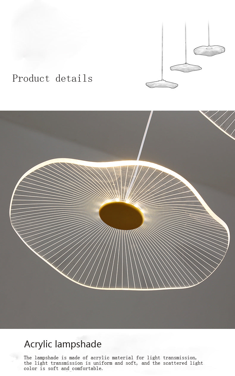 Lampe suspendue bulle LED feuille de Lotus, lampe suspendue en acrylique