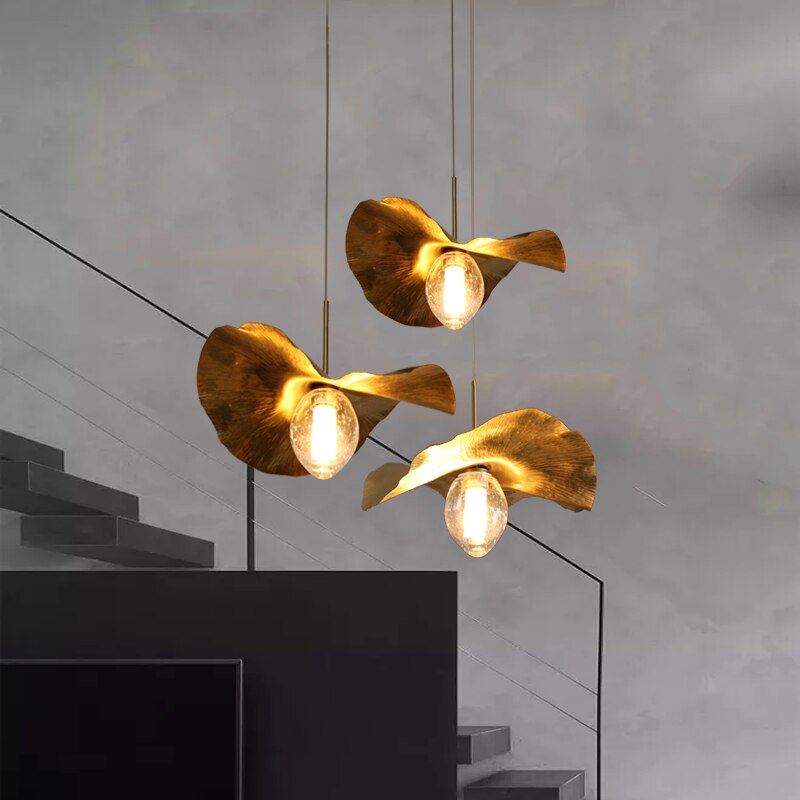 Pendant Light Nordic Modern Chandelier Lotus Copper Pendant Lights