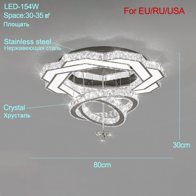 Ceiling Light Modern Сhrome Crystal LED Lustres Ceiling Lights