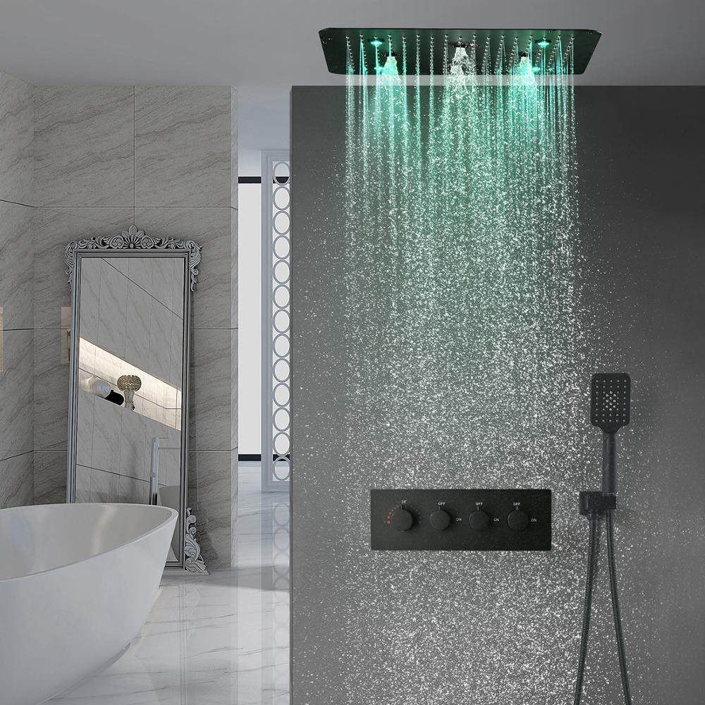 Sistemas de ducha Duschsystem 20 Zoll Quadrat Sistema de ducha con luz LED
