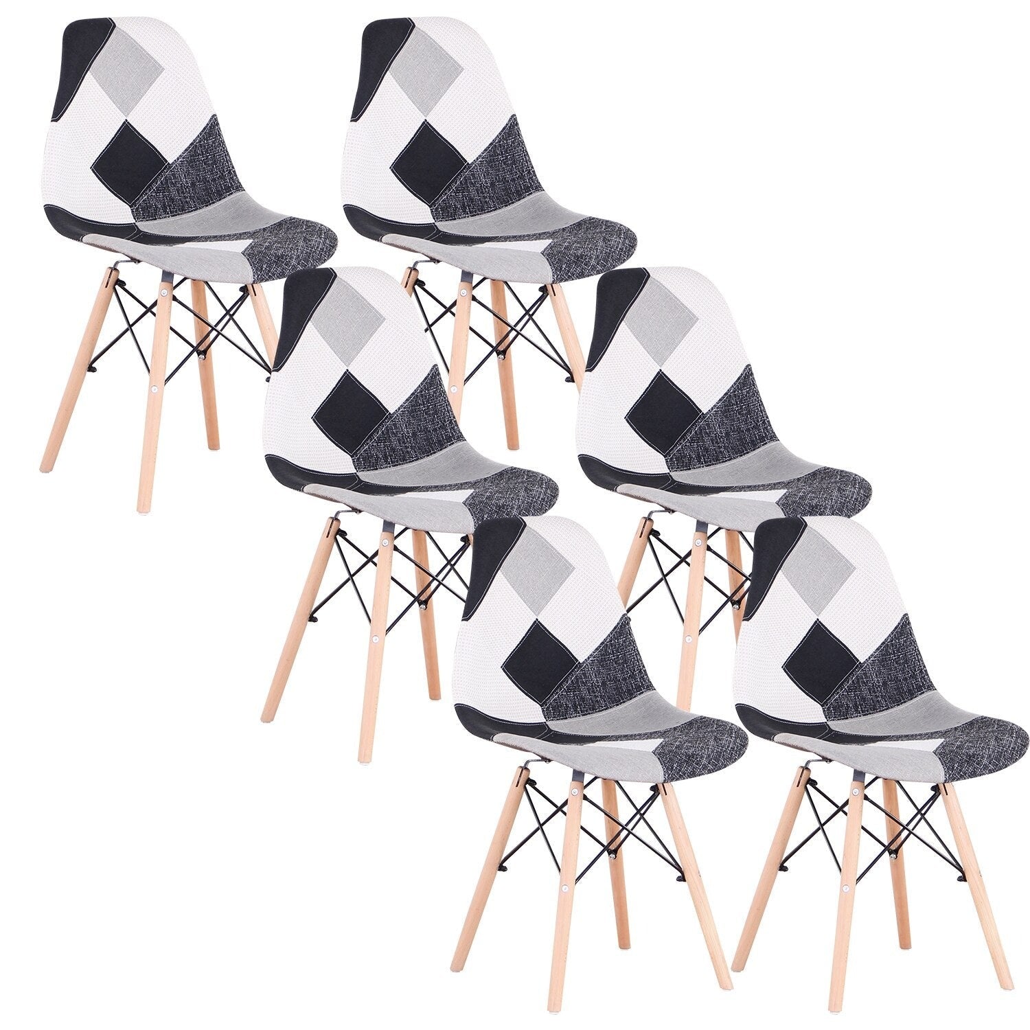 Dining Chairs Patchwork Fabric Nordic Round Esszimmerstühle Metal Bracket Chairs Sets