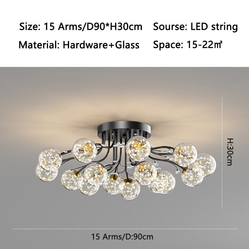 Lámpara de araña con bola de cristal nórdica G9, luces de techo Led, lámparas de techo de cristal, candelabros
