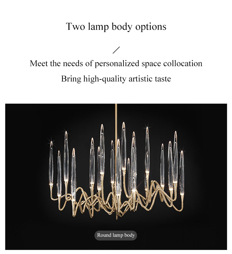 Lustre en cristal branche d'arbre lumière LED lustre moderne