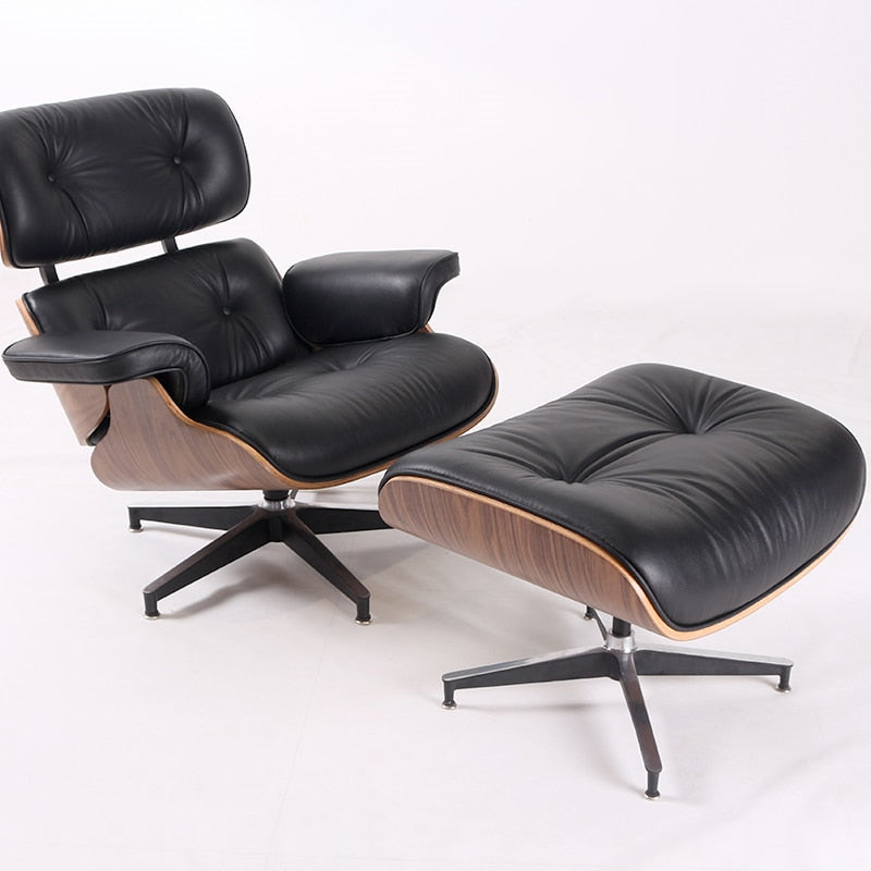 Fauteuil de luxe chaise longue confortable Sessel salon pivotant en cuir palissandre chaise à oreilles