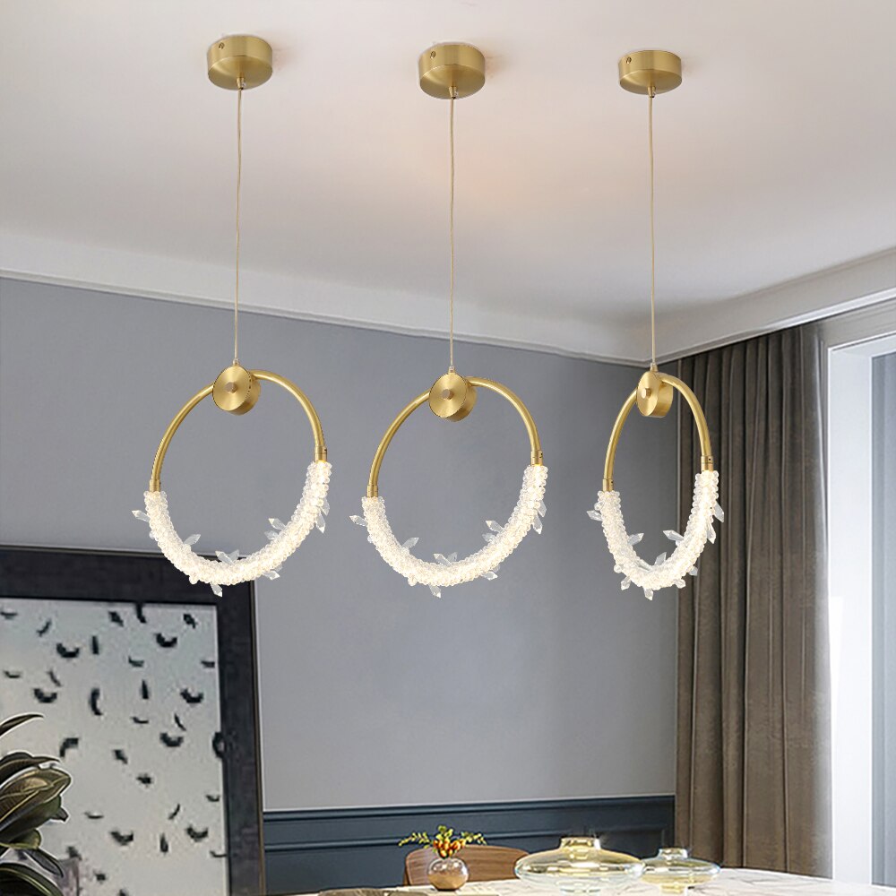 Chandelier Dinning Room Crystal Gold Circle Living Light Fixture Lamps Chandeliers