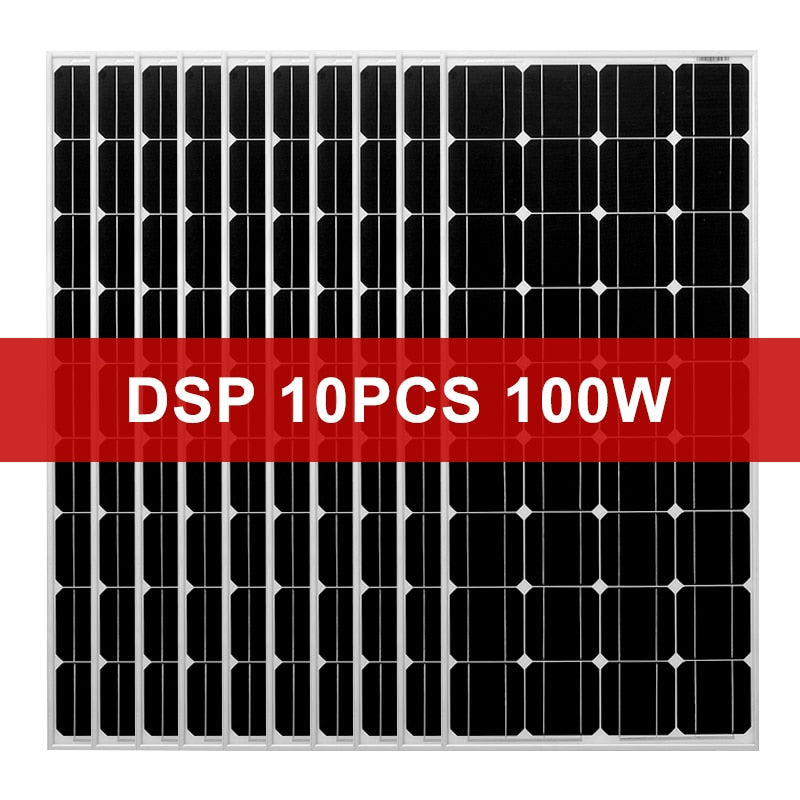 Solar Panel Waterproof Glass Solar Panels 100W -1400W 8V Monocrystalline Solar Board/RV Charge 12V