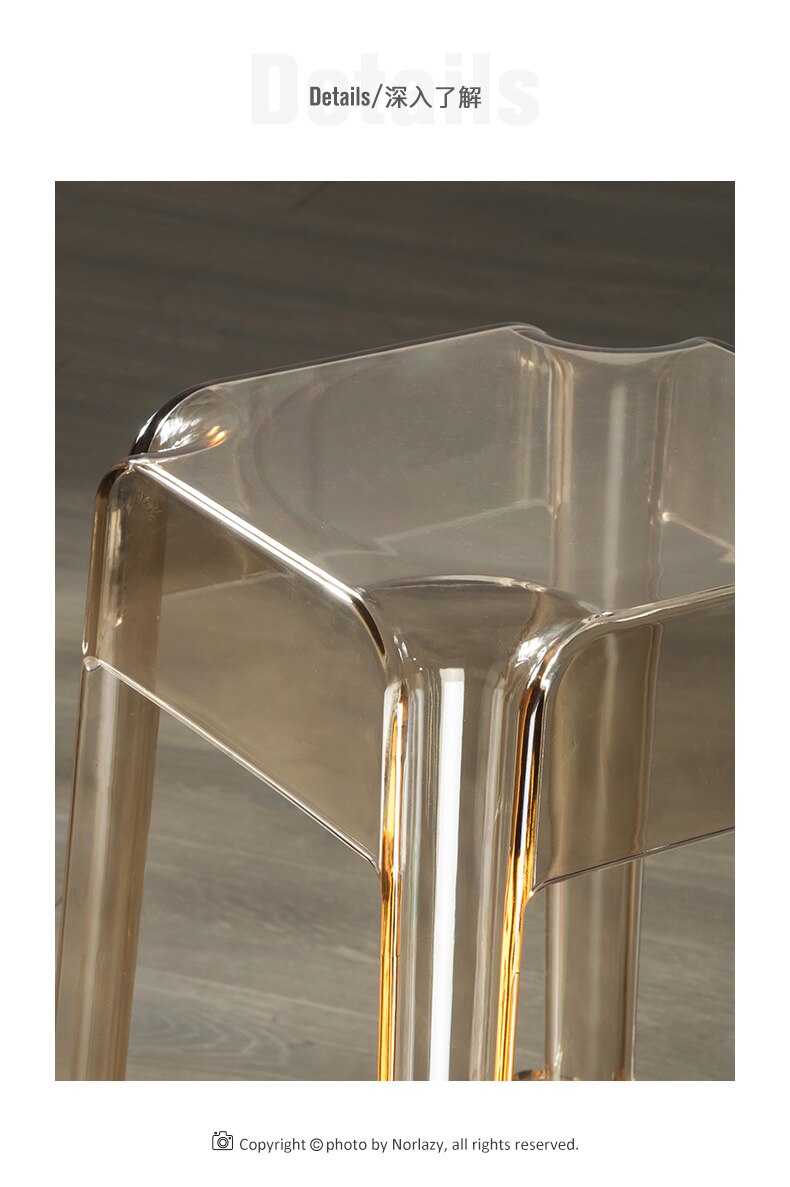 Silla fantasma, taburete acrílico de cristal transparente creativo cuadrado nórdico