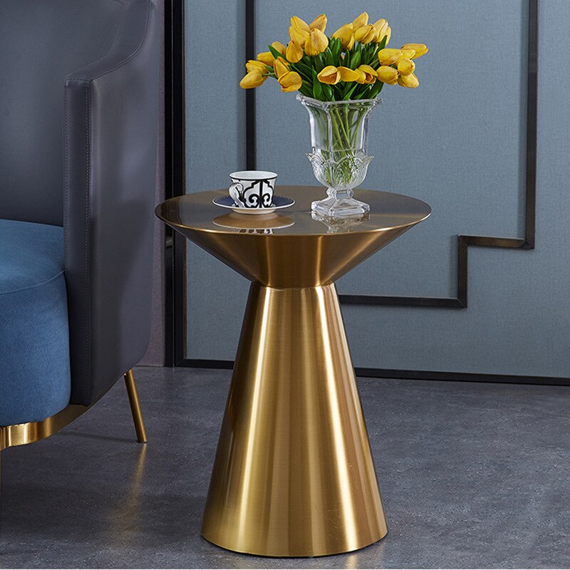 Round Table Nordic Style Metal Tea Couchtisch Living Room Shining Gold Corner Side Table